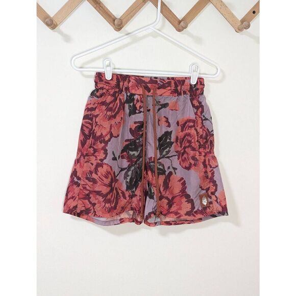 Free People Movement The Switchback Shorts Hibiscus Print Drawstring Waist Sz XS - Picture 1 of 5